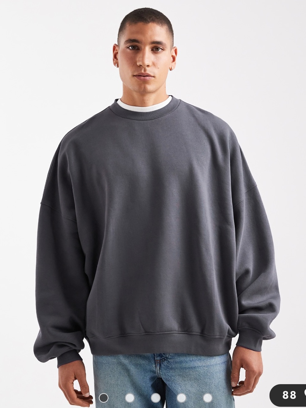 ASOS Oversized Crewneck Sweatshirt - Charcoal